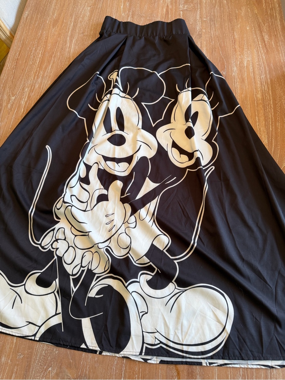 Black and White Maxi Skirt with Mickey and Minnie Mouse